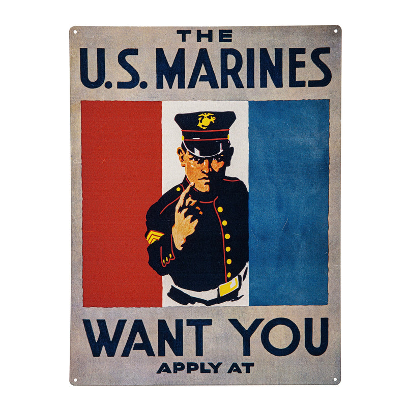 Marines Want YOU US Marine Corps Metal USA Wall Decor, 15.5"L x 11.5"H
