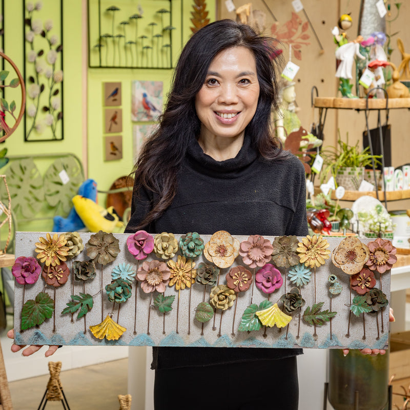 What She Shed Indoor Wall Decor, Metal Floral Art, 30" L x 10" H