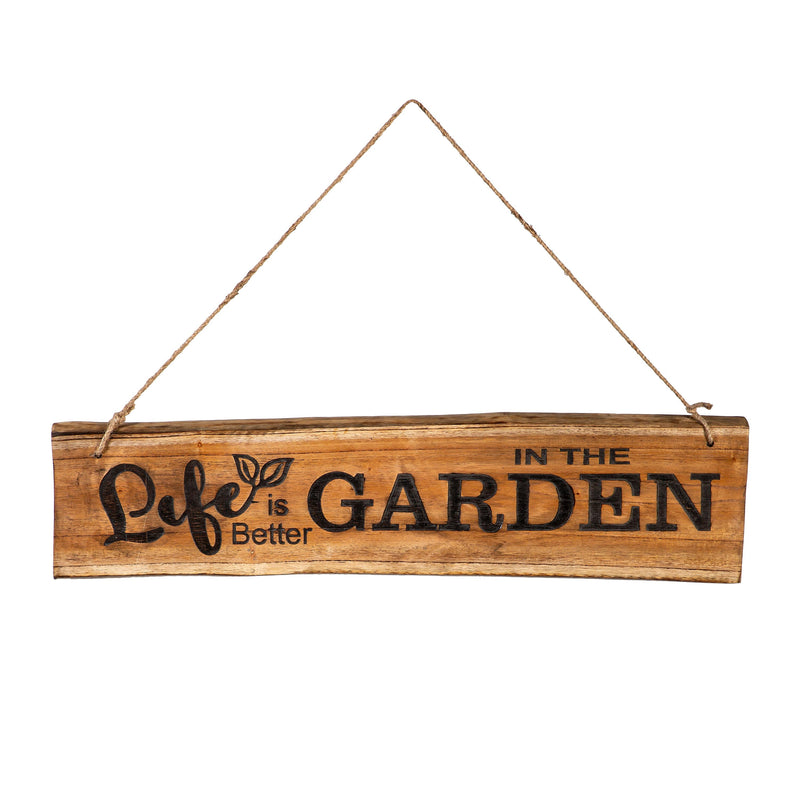 What She Shed Garden Sign, Wood, Wooden Garden Sign with Jute, Asst of 3