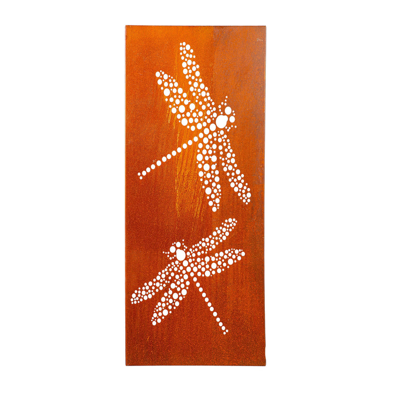 Pollinator Garden Outdoor Wall Decor, LED Laser Cut Metal, Dragonfly, 15" L x 40" H