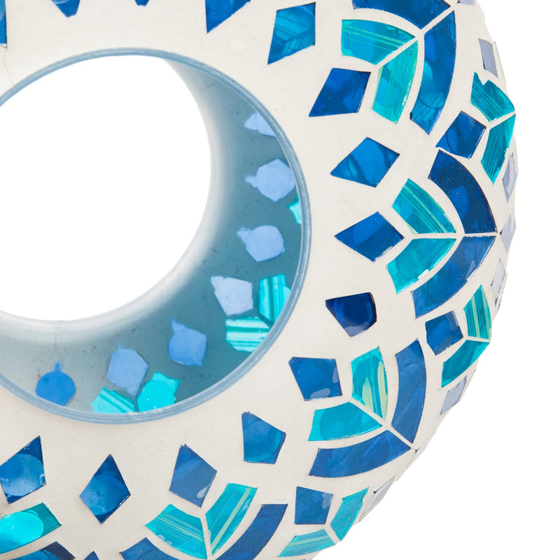 9.25"D Acrylic Circle Feeder, Blue Mosaic Glass