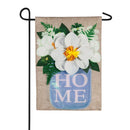 Magnolia Mason Jar Garden Burlap Flag