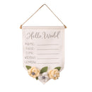 Baby Hello World Burlap Hanging Decor with Felt Flowers, 14"