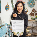 Baby Hello World Burlap Hanging Decor with Felt Flowers, 14"