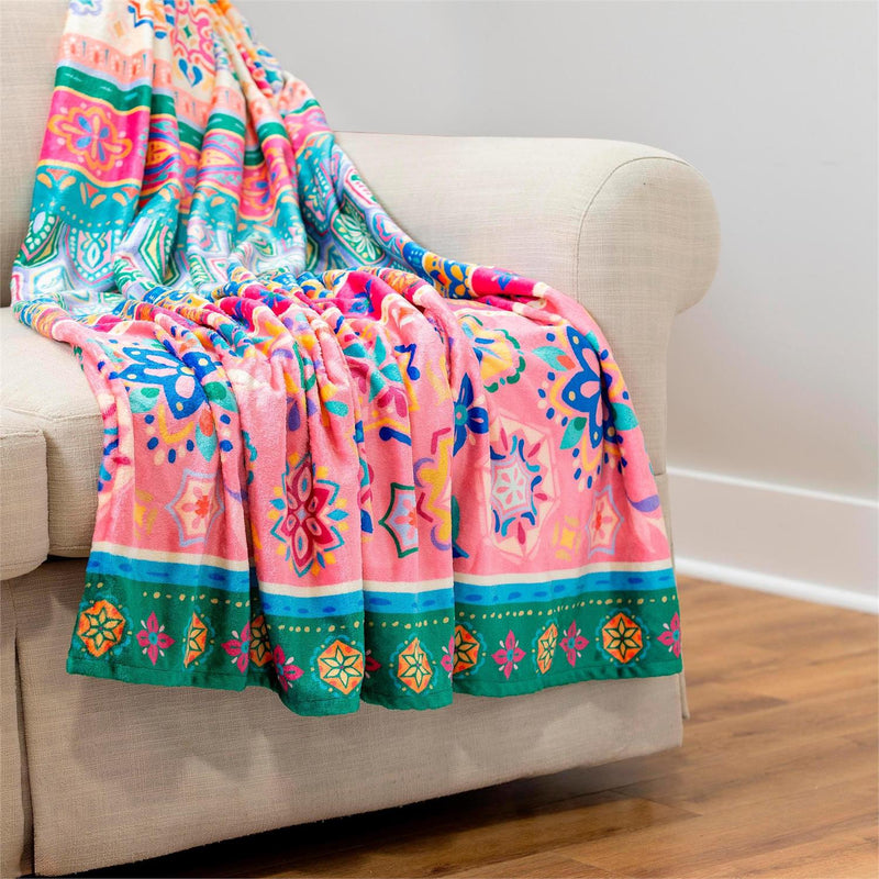 Geometric Tapestry Plush Blanket, 50" x 60"