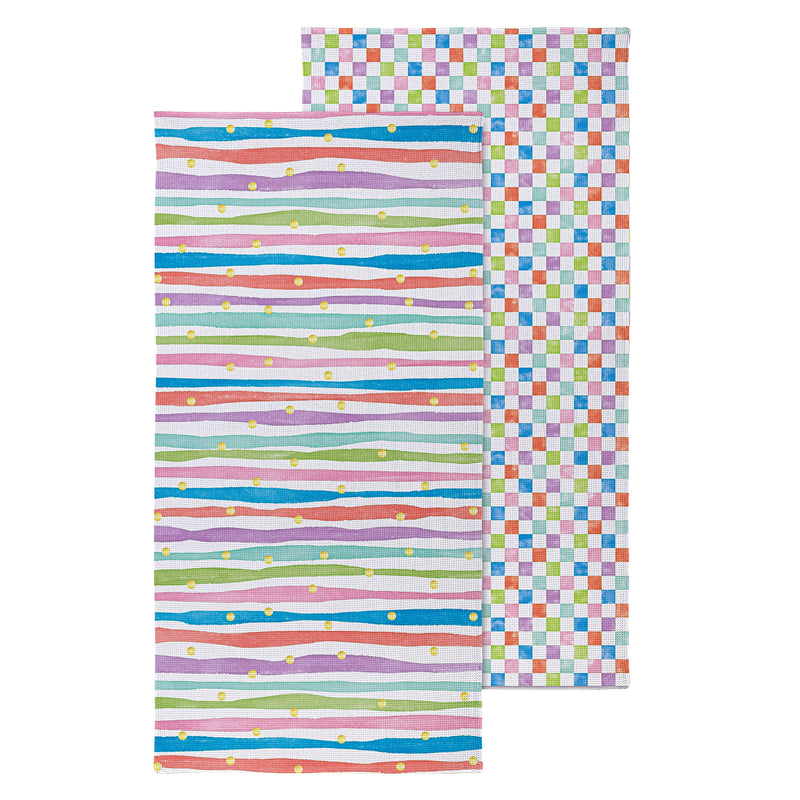Stripes and Checkers Quick Dry Towel and Matching Carrying Case, 60" x 30"