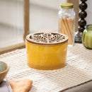 Glass Harvest Soy and Palm Wax Candle with Laser Cut Wooden Leaf Lid