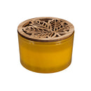 Glass Harvest Soy and Palm Wax Candle with Laser Cut Wooden Leaf Lid