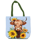 Highland Cow and Sunflowers Compact Tote Bag