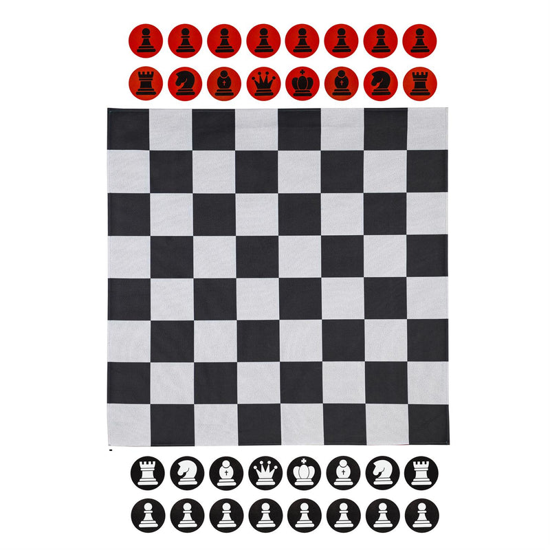 Outdoor Reversible Game Set with Storage Bag, Checkers/Chess