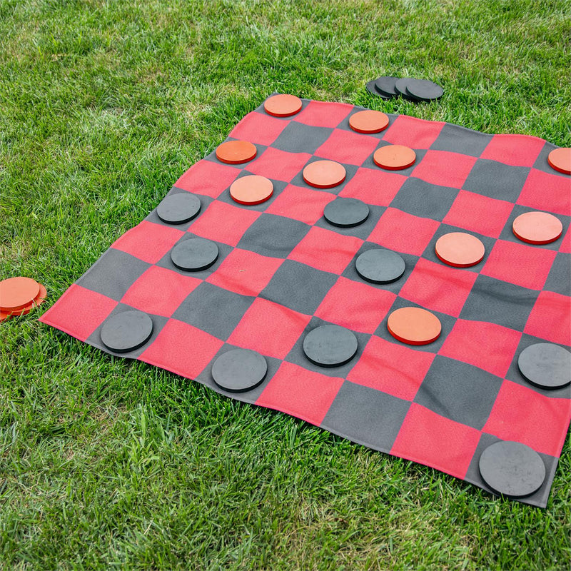 Outdoor Reversible Game Set with Storage Bag, Checkers/Chess