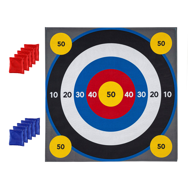Outdoor Reversible Game Set with Storage Bag, Tick-Tack-Toe/Bullseye,7oyg002