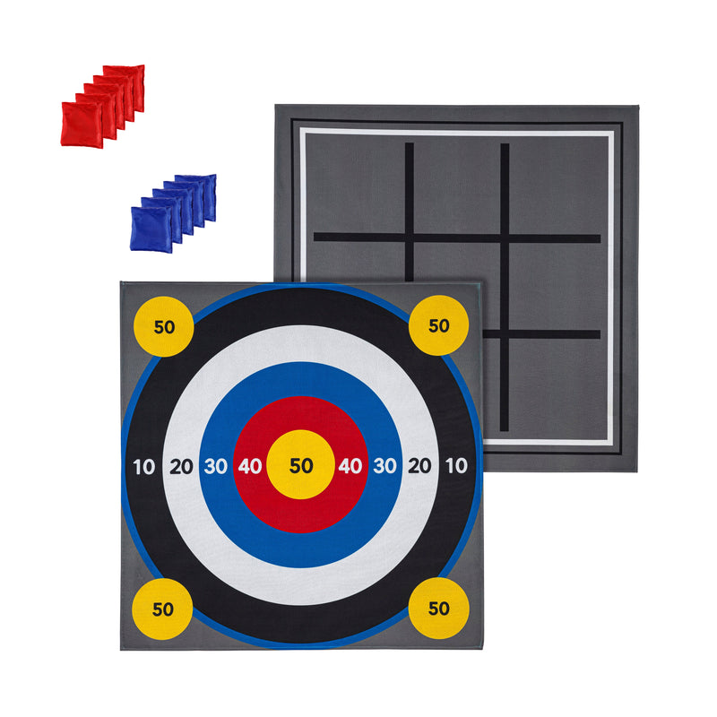 Outdoor Reversible Game Set with Storage Bag, Tick-Tack-Toe/Bullseye,7oyg002