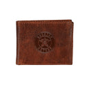 Houston Astros, Embossed 100% Genuine Tumbled Leather Passcase Bi-Fold Wallet, Brown