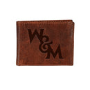 William & Mary, Embossed 100% Genuine Tumbled Leather Passcase Bi-Fold Wallet, Brown
