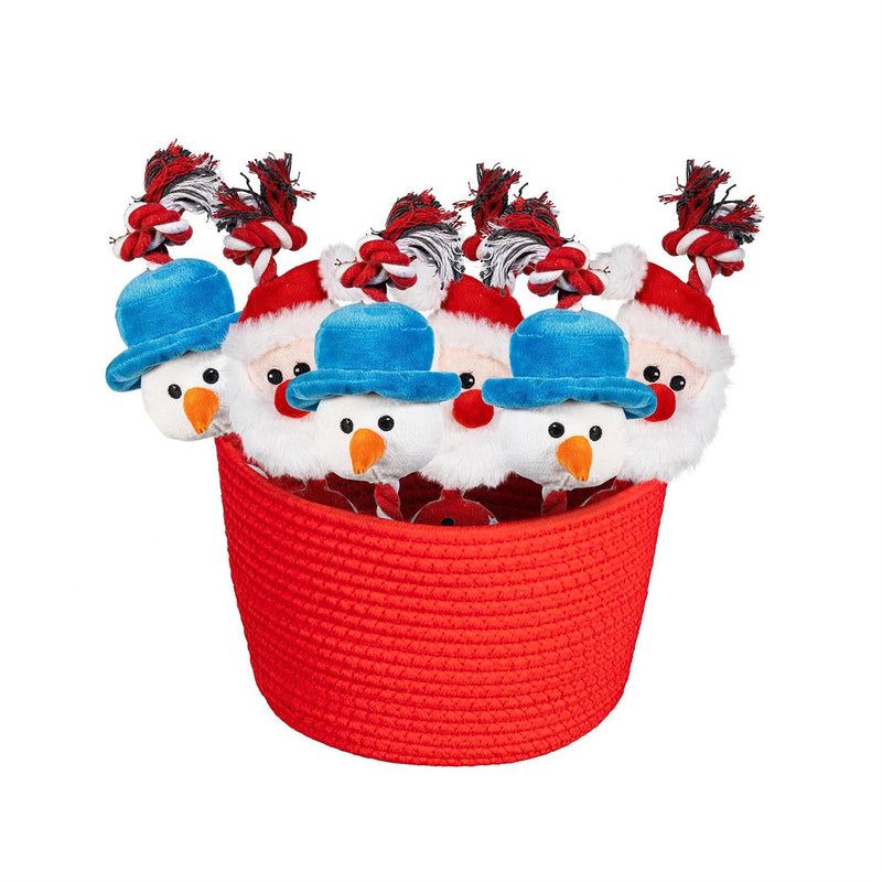 Holiday Squeaker and Tennis Ball Dog Tug Toy