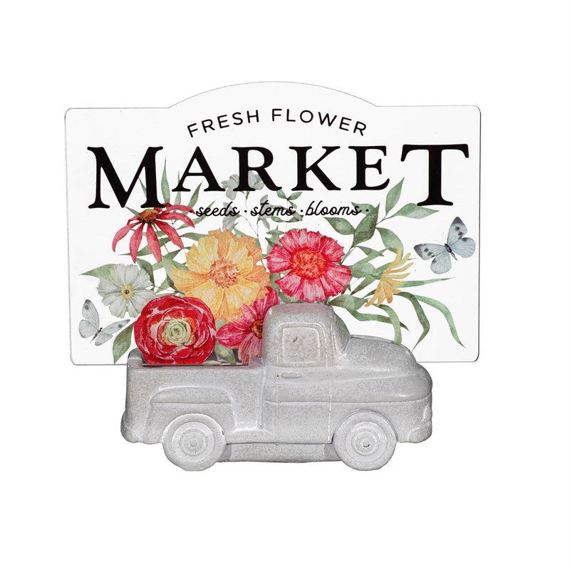 Floral Truck "Fresh Flower Market" Resin and Acrylic Table Décor, 6"L