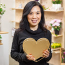 Heart Shaped Wood and Metal Tray, 10"L