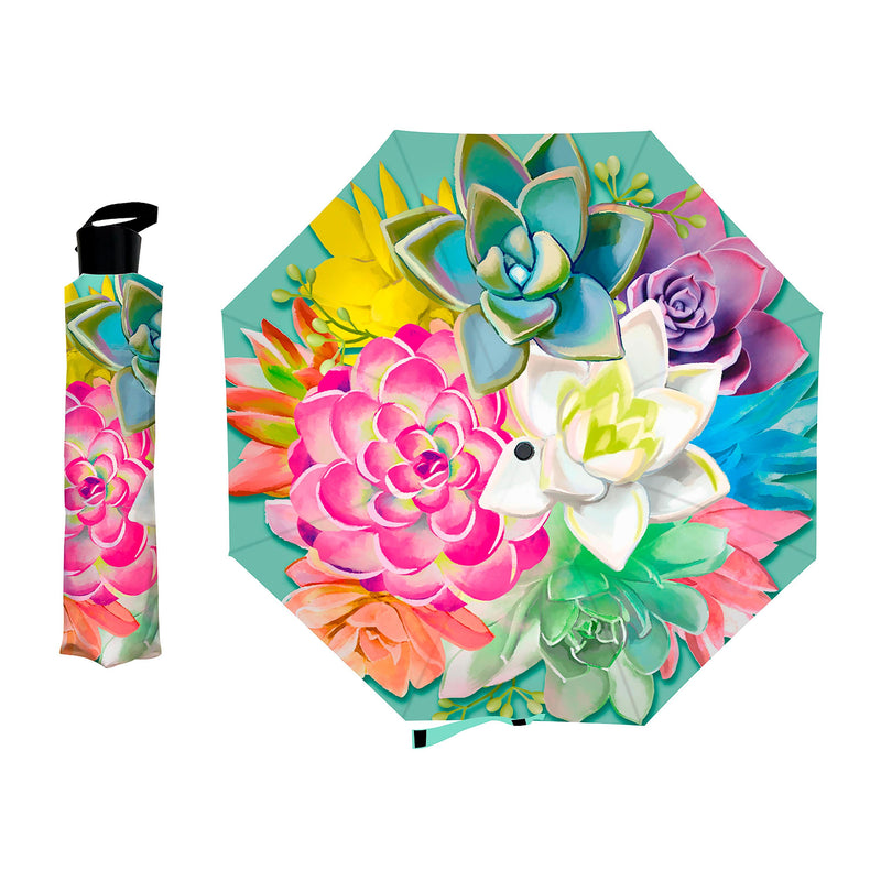 Summer Succulent Compact Manual Umbrella