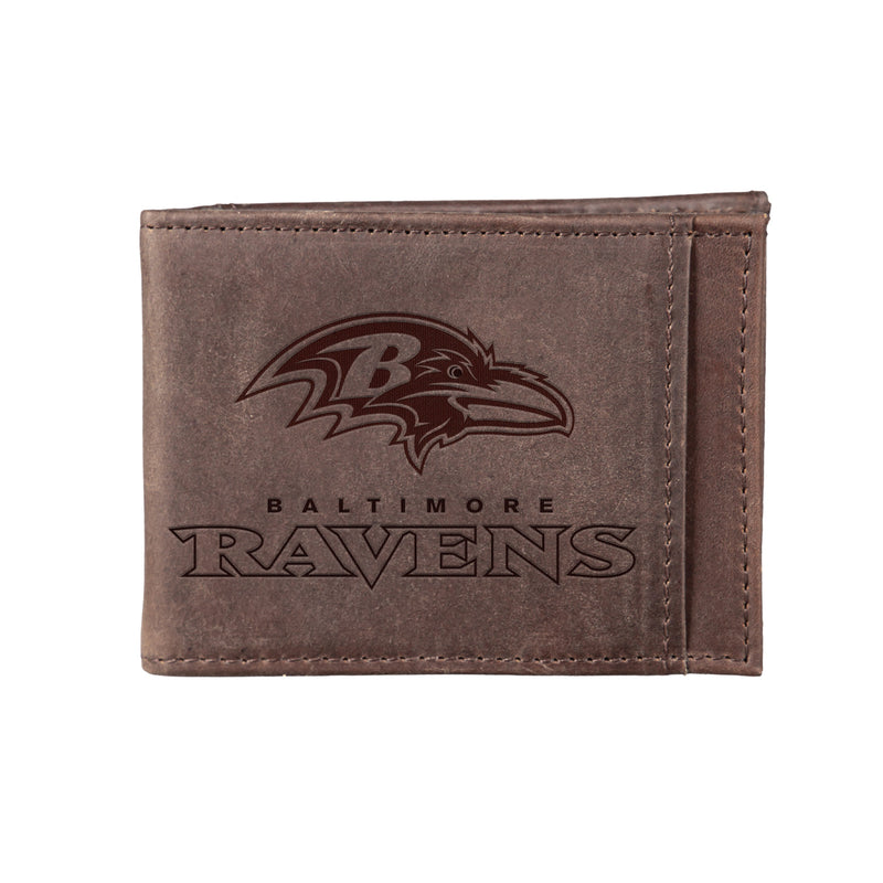 Front Pocket Wallet w/ RFID Blocking, Baltimore Ravens, Brown