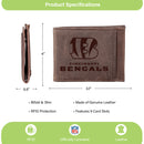 Front Pocket Wallet w/ RFID Blocking, Cincinnati Bengals, Brown