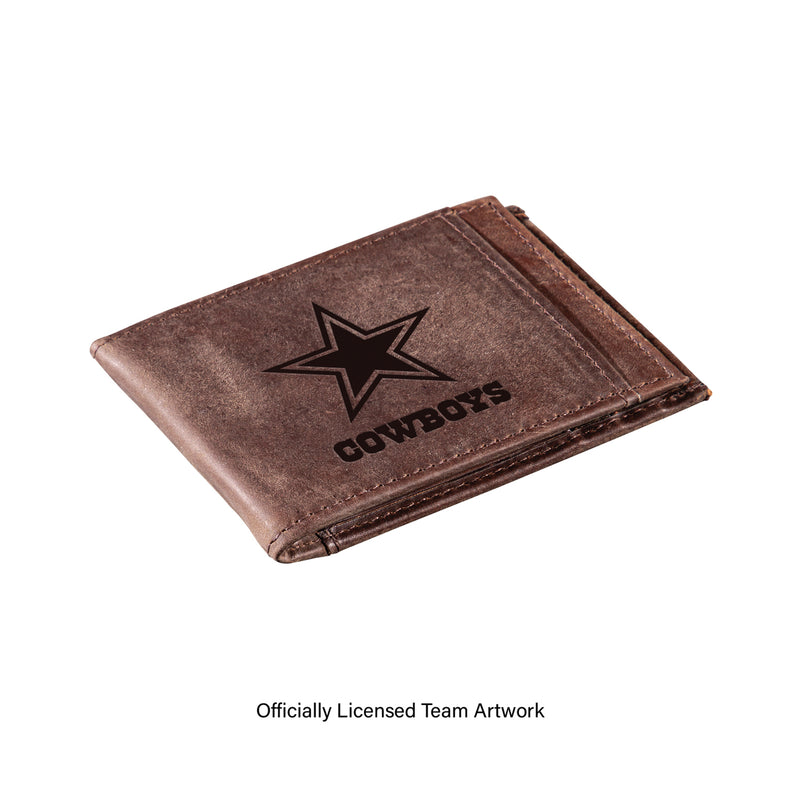 Front Pocket Wallet w/ RFID Blocking, Dallas Cowboys, Brown