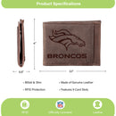 Front Pocket Wallet w/ RFID Blocking, Denver Broncos, Brown