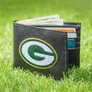Green Bay Packers Black Bi-Fold Embroidered Wallet w/ RFID Blocking