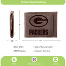 Front Pocket Wallet w/ RFID Blocking, Green Bay Packers, Brown