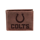 Indianapolis Colts, Bi-Fold Wallet, Brown, CH, 100% Genuine Leather