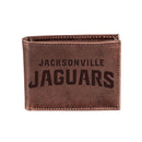 Jacksonville Jaguars, Bi-Fold Wallet, Brown, CH, 100% Genuine Leather