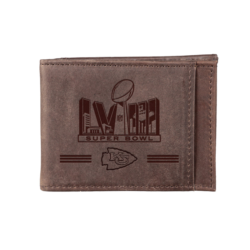 Kansas City Chiefs SB58 Champions Brown Front Pocket Wallet with RFID Blocking