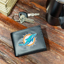 Miami Dolphins Black Bi-Fold Embroidered Wallet w/ RFID Blocking