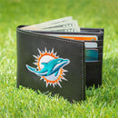 Miami Dolphins Black Bi-Fold Embroidered Wallet w/ RFID Blocking