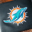 Miami Dolphins Black Bi-Fold Embroidered Wallet w/ RFID Blocking