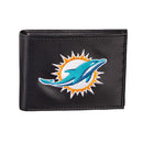 Miami Dolphins Black Bi-Fold Embroidered Wallet w/ RFID Blocking
