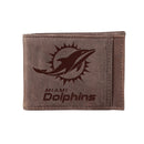 Front Pocket Wallet w/ RFID Blocking, Miami Dolphins, Brown