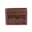 New England Patriots, Bi-Fold Wallet, Brown, CH, 100% Genuine Leather