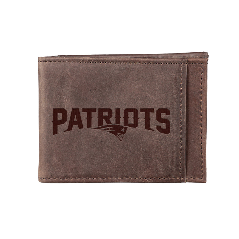Front Pocket Wallet w/ RFID Blocking, New England Patriots, Brown