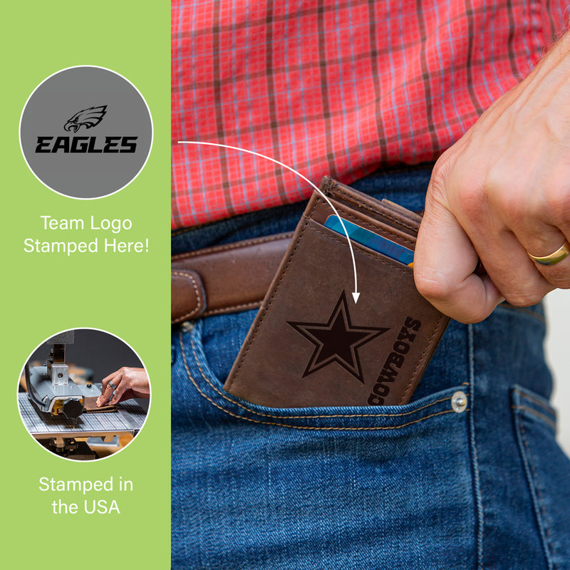 Front Pocket Wallet w/ RFID Blocking, Philadelphia Eagles, Brown