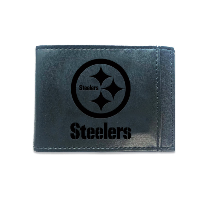 Front Pocket Wallet w/ RFID Blocking, Pittsburgh Steelers, Black