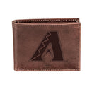 Arizona Diamondbacks Bi-Fold Wallet Brown 100% Genuine Leather