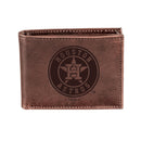 Houston Astros Bi-Fold Wallet Brown 100% Genuine Leather