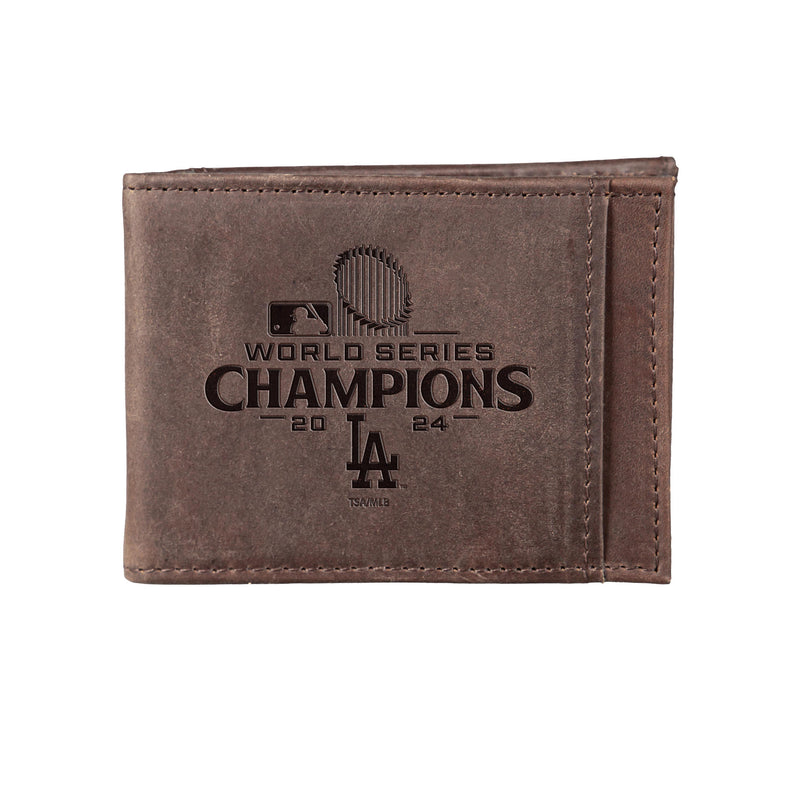 Los Angeles Dodgers Front Pocket Wallet with RFID Blocking, Brown, SC24 Champions