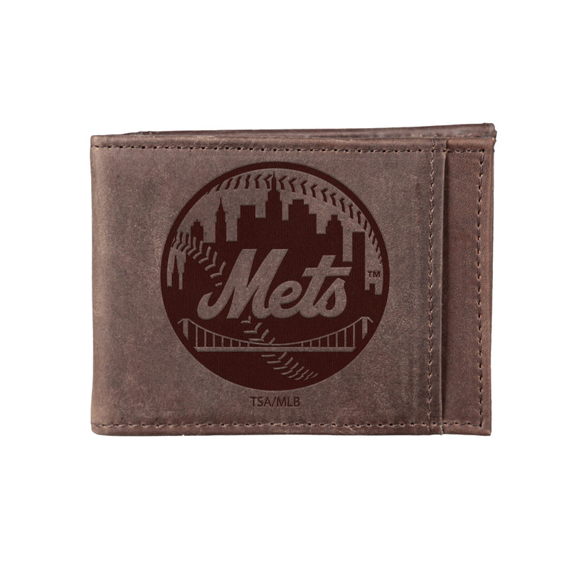 New York Mets Front Pocket Wallet w/ RFID Blocking Brown