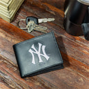 New York Yankees Black Bi-Fold Embroidered Wallet w/ RFID Blocking
