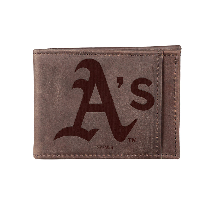 Oakland A's, Front Pocket Wallet w/ RFID Blocking, Brown
