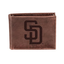 San Diego Padres Bi-Fold Wallet Brown 100% Genuine Leather