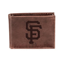 San Francisco Giants Bi-Fold Wallet Brown 100% Genuine Leather