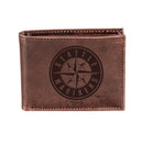 Seattle Mariners Bi-Fold Wallet Brown 100% Genuine Leather